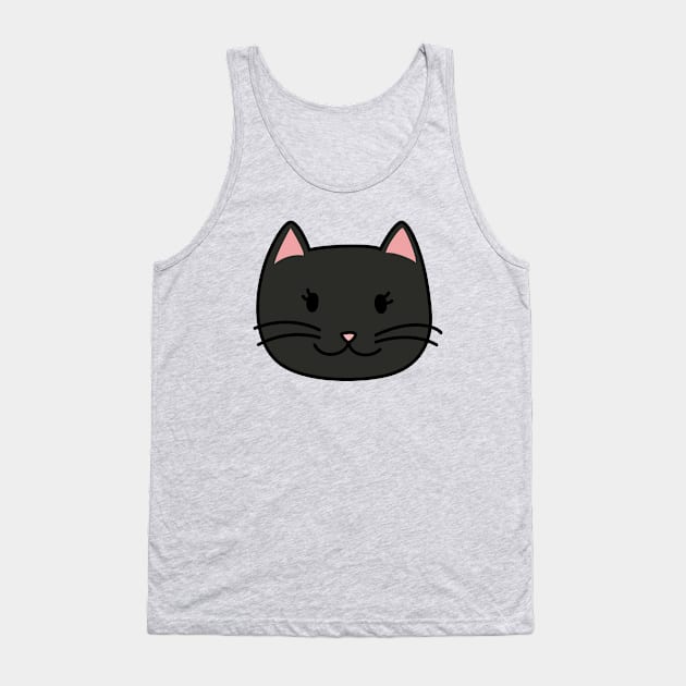 Cute Black Cat Doodle Tank Top by mahchan